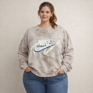 Nike Tie-Dye Crewneck Sweatshirt, Size 1X, Plus Size Cozy and Cute